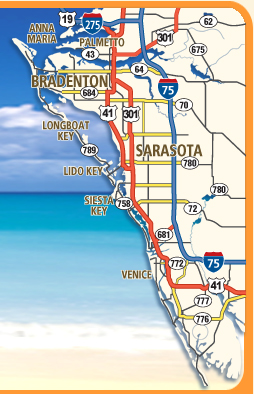 Preview image of Sarasota and Bradenton Florida area map